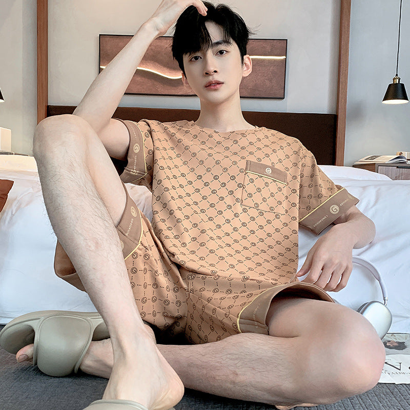 Men’s Printed Cotton Lounge Shorts and Relaxed Sleepwear Set