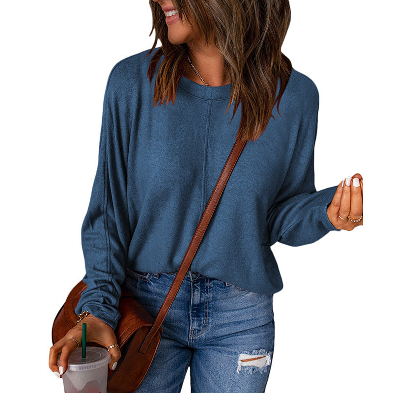 Women’s Relaxed Seam-Detail Long-Sleeve Top – Soft Everyday Layer with Loose Fit