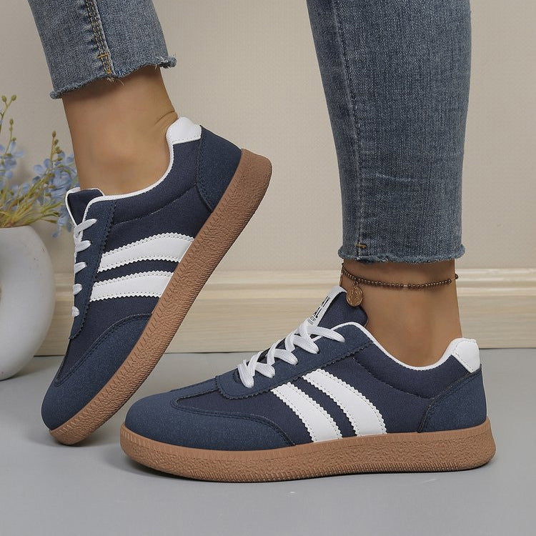 Pantofi sport retro cu șireturi pentru femei, cu panouri texturate – pantofi casual cu profil jos, pentru purtare zilnică