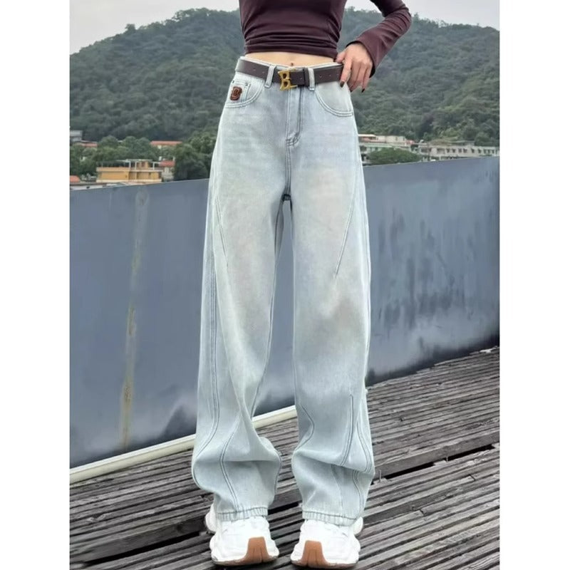 Women’s Washed Wide Leg Relaxed Fit Denim Jeans