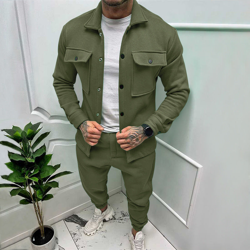 Men’s Suede Shirt Trousers Set 1+1 Free Offer – Casual Luxury Comfortable Breathable Stylish Smart Everyday Outfit Fit