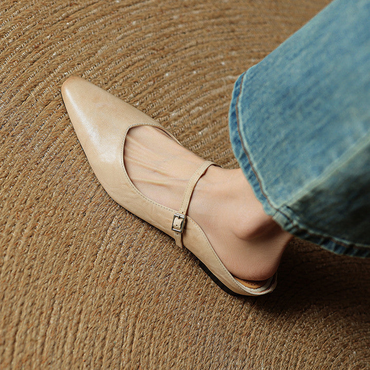 Women’s Pointed Toe Strap Detail Slip-On Mule Flats
