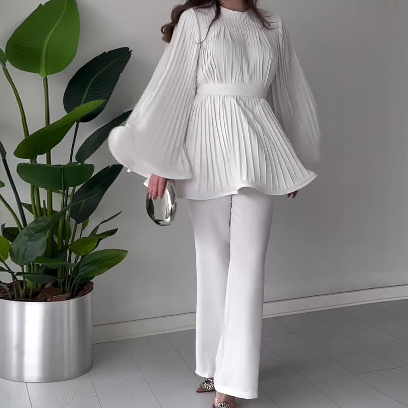 Dámská souprava s netopýřími rukávy – pohodlný, stylový, volný, plisovaný každodenní outfit