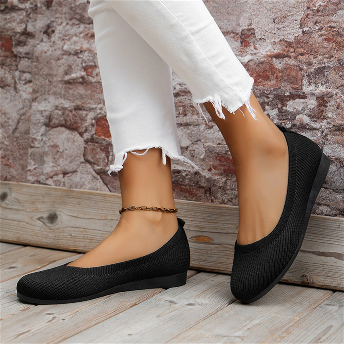 Women’s Orthopaedic Stretch-Knit Ballet Flats – Supportive Lightweight Walking Shoes for Comfortable Everyday Casual Wear