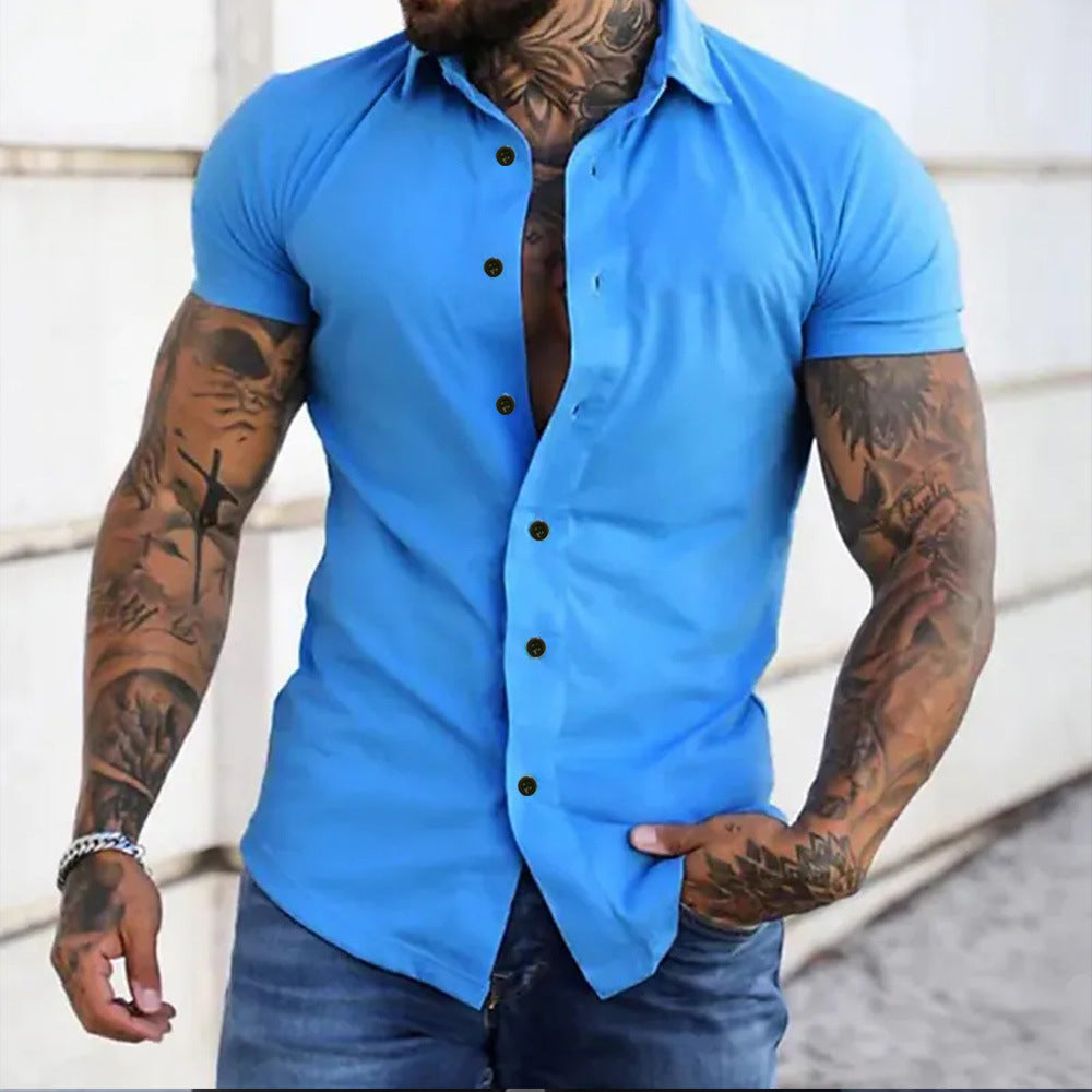 Camicia da uomo a maniche corte dalla vestibilità slim - Camicia leggera con bottoni per il lavoro e i look estivi casual eleganti