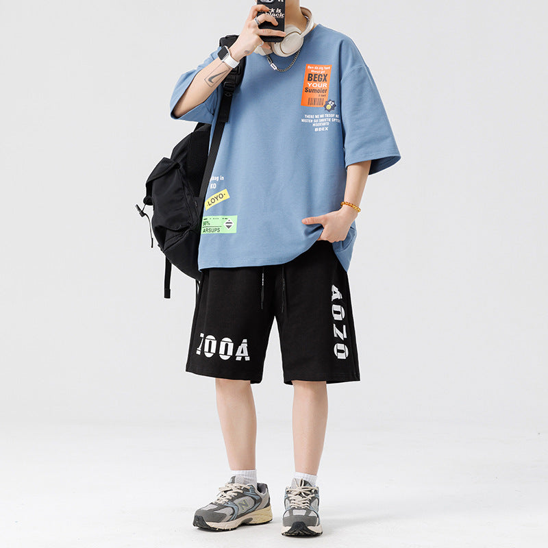 Men’s Printed Oversized T-Shirt and Relaxed Shorts Set