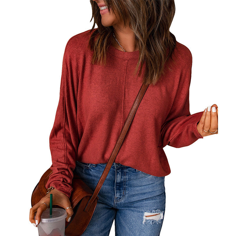 Women’s Relaxed Seam-Detail Long-Sleeve Top – Soft Everyday Layer with Loose Fit