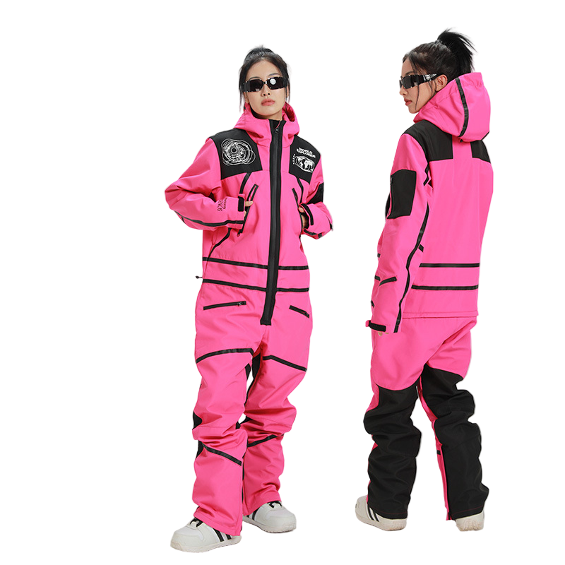 Damski wodoodporny kombinezon narciarski ze stójką – oddychający jednoczęściowy strój zimowy do jazdy na nartach i snowboardzie