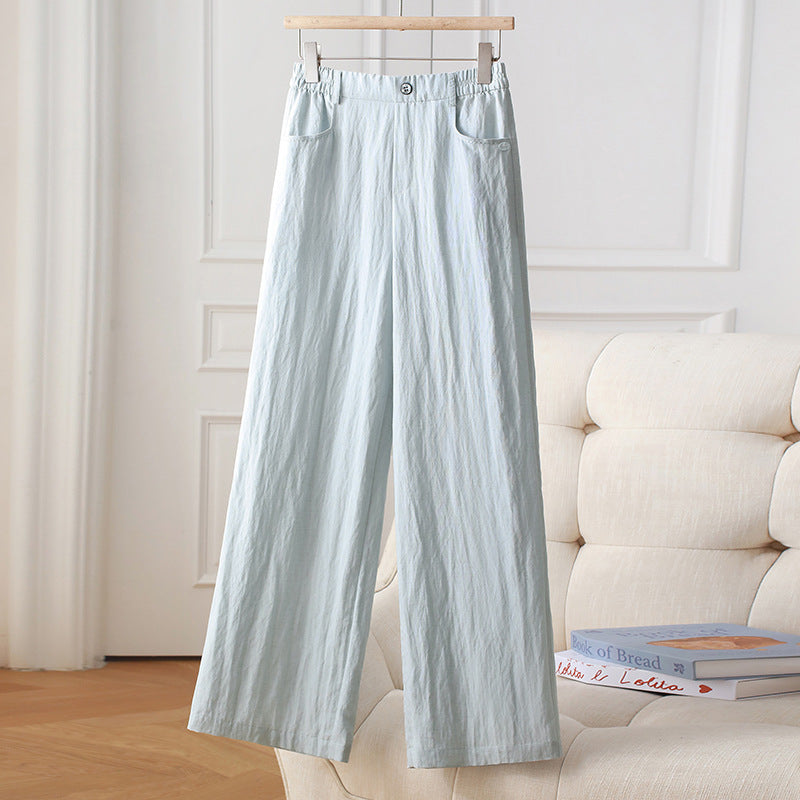 Women’s High Waist Linen Wide Leg Casual Trousers