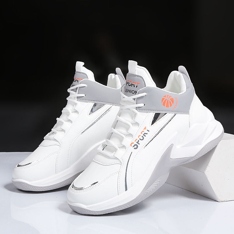 Sapatilhas de estilo basquetebol para homem – modelo com painéis, atacadores, colarinhos almofadados e solas esculpidas, para o dia a dia
