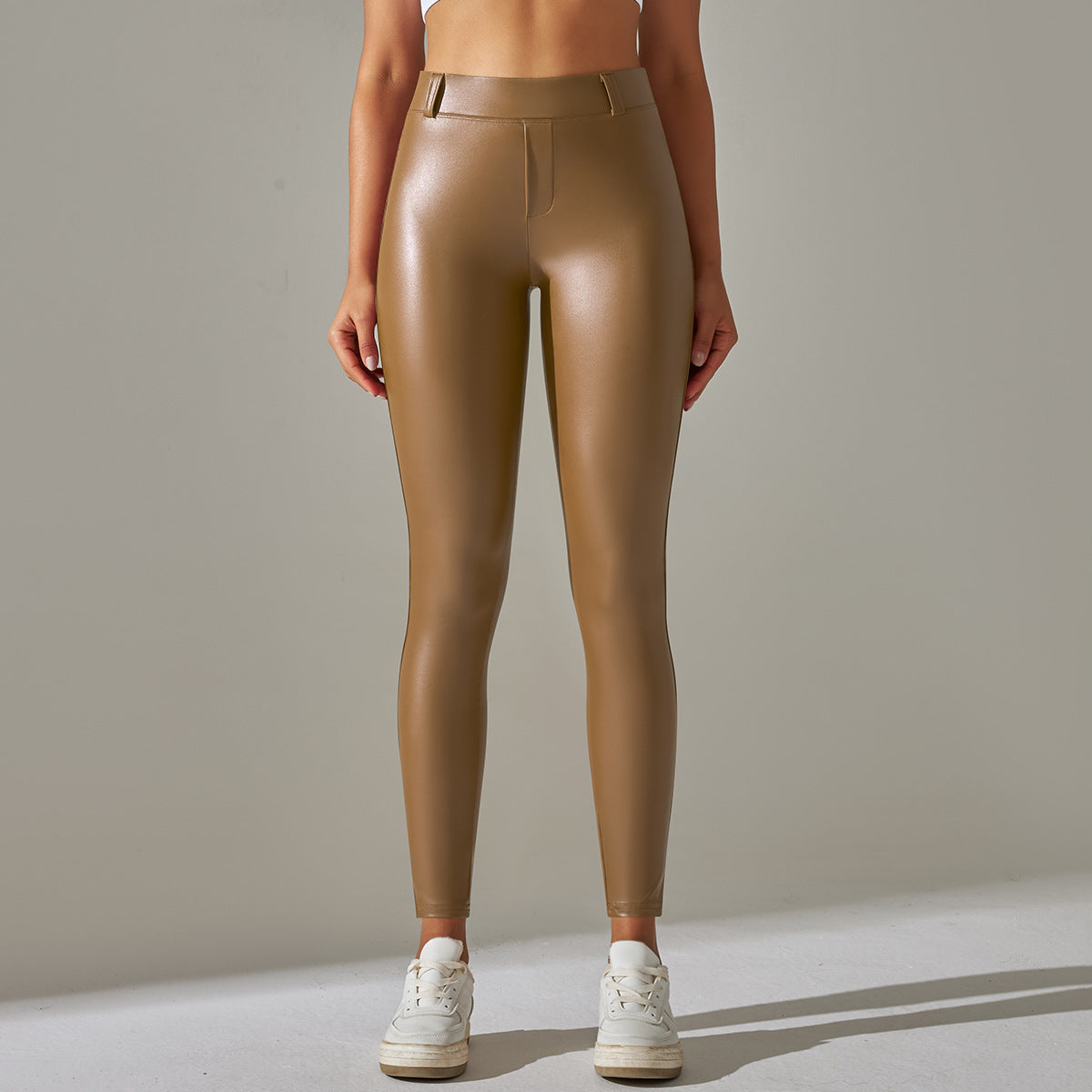 Women’s High-Waist Coated Skinny Trousers – Sleek Stretch Style for Casual and Evening Wear
