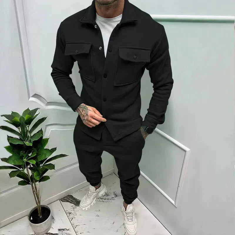 Men’s Suede Shirt Trousers Set 1+1 Free Offer – Casual Luxury Comfortable Breathable Stylish Smart Everyday Outfit Fit