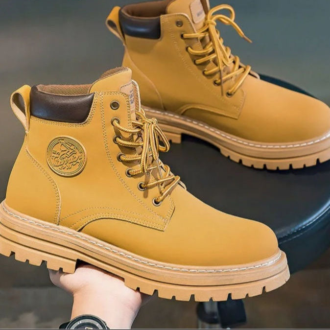 Damen-Schnürstiefeletten mit gepolstertem Schaft – klobiger Workwear-Stil für Herbst- und Winteroutfits