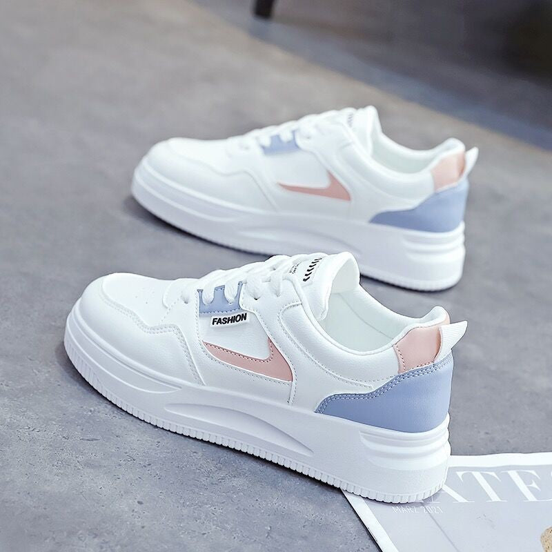Baskets à lacets pour femme avec semelle épaisse et col rembourré – Chaussures basses décontractées pour tous les jours