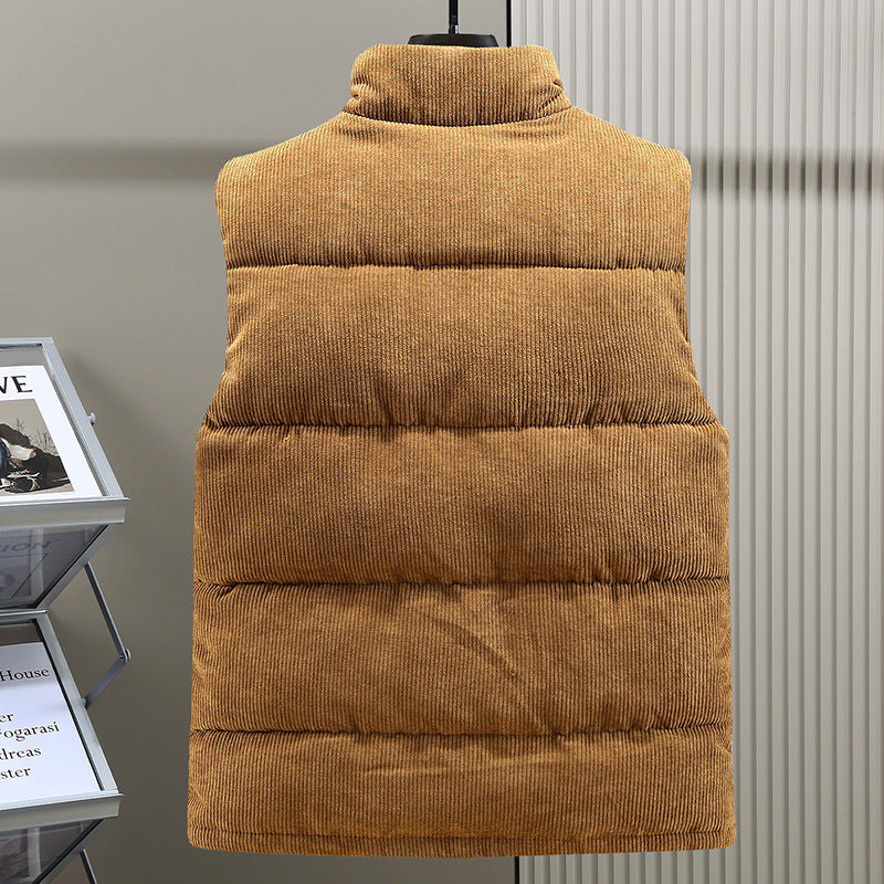 Chaleco acolchado de pana para hombre, con cuello alto, ideal para el clima fresco