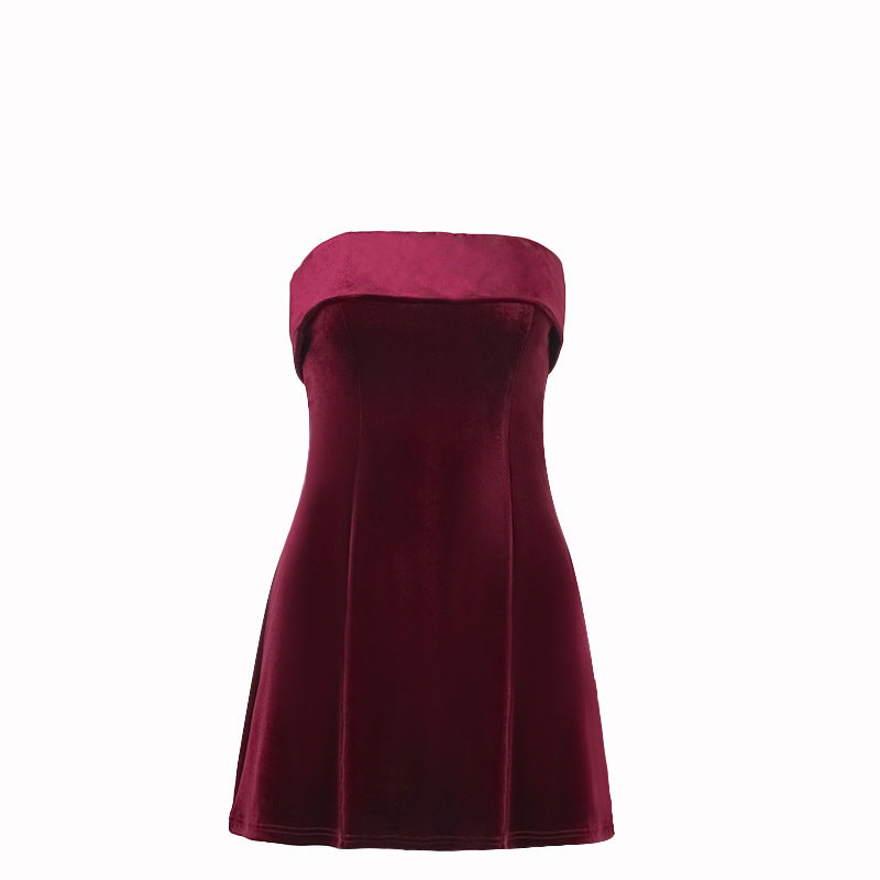 Γυναικείο Μίνι Φόρεμα Βελούδινο Bustier – Κομψή Φόρμα Σώματος, Μαλακό, Στιλάτο, για Βραδινές Εκδηλώσεις και Πάρτι