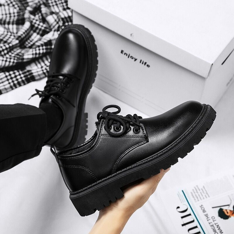 Men’s Chunky Derby Shoes with Lace-Up Fastening and Deep Tread Soles – Faux Leather Style for Smart Casual and Evening Outfits