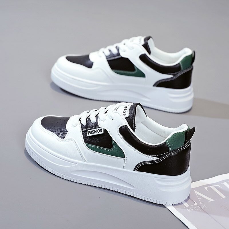Baskets à lacets pour femme avec semelle épaisse et col rembourré – Chaussures basses décontractées pour tous les jours