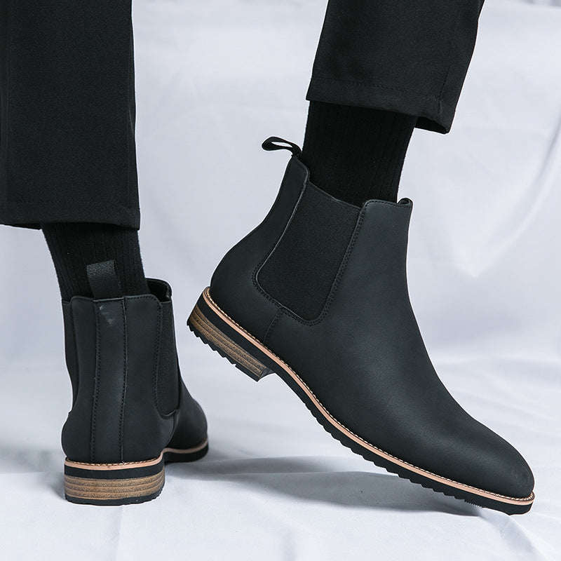Bottines Chelsea pour homme avec empiècements latéraux élastiqués et tirettes – Modèle à petit talon pour les tenues chic décontractées et de bureau