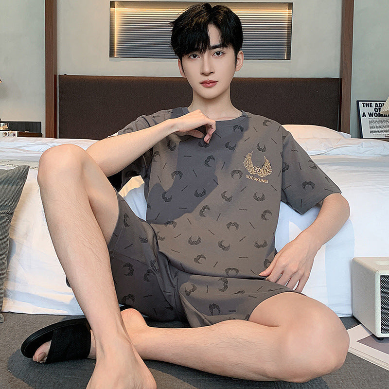 Men’s Printed Cotton Lounge Shorts and Relaxed Sleepwear Set