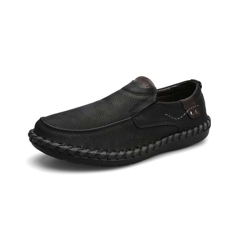 Mokkasinloafers med elastiske sideindsatser og kant med piskesting til mænd – slip-on-model med rund tå til afslappede hverdagsoutfits