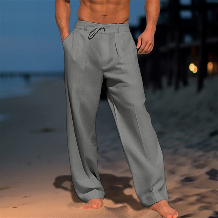 Men’s Pleated Drawstring Trousers – Relaxed Spring Tailoring for Travel and Smart Casual Wear