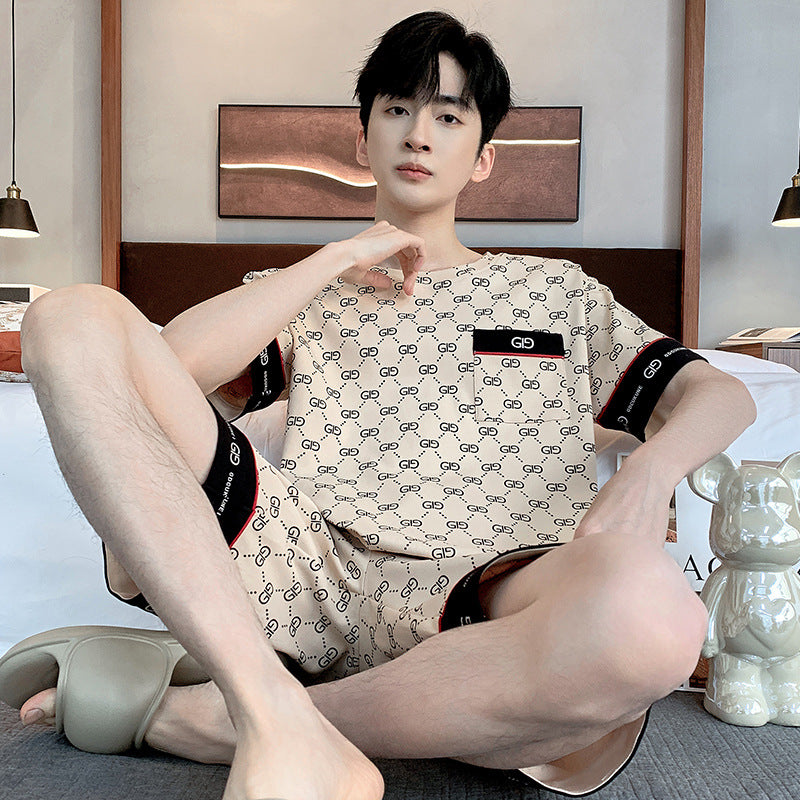 Men’s Printed Cotton Lounge Shorts and Relaxed Sleepwear Set