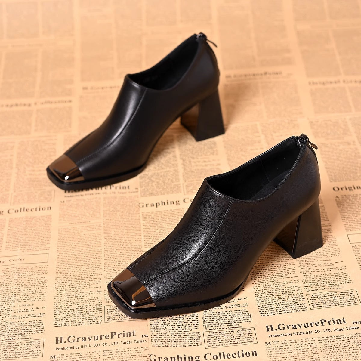 Women’s Square Toe Block Heel Formal Ankle Boots
