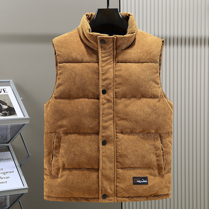 Chaleco acolchado de pana para hombre, con cuello alto, ideal para el clima fresco