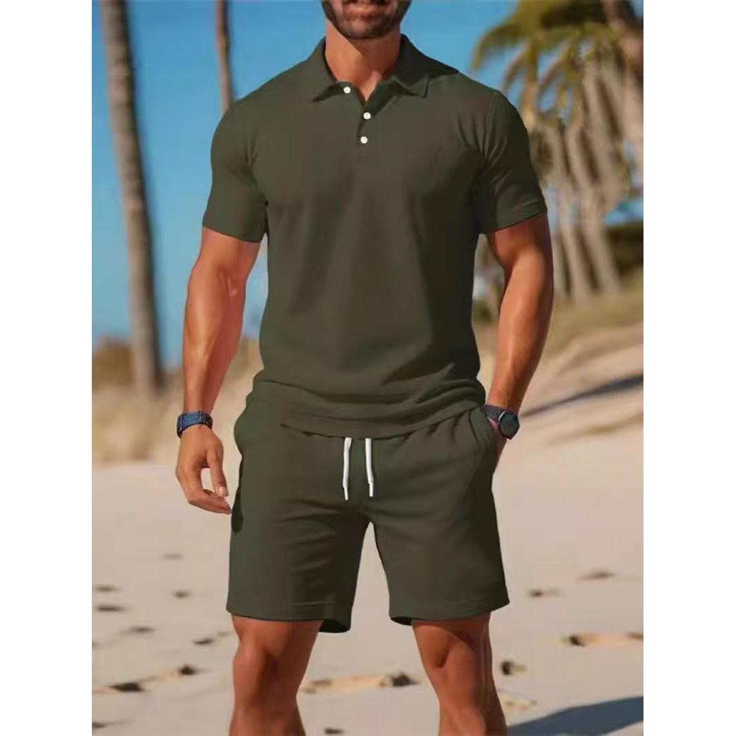 Completo Polo Uomo Lounge Estivo Atletica Maglietta e Pantaloncini con Coulisse