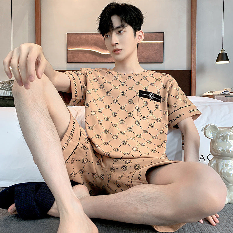 Men’s Printed Cotton Lounge Shorts and Relaxed Sleepwear Set