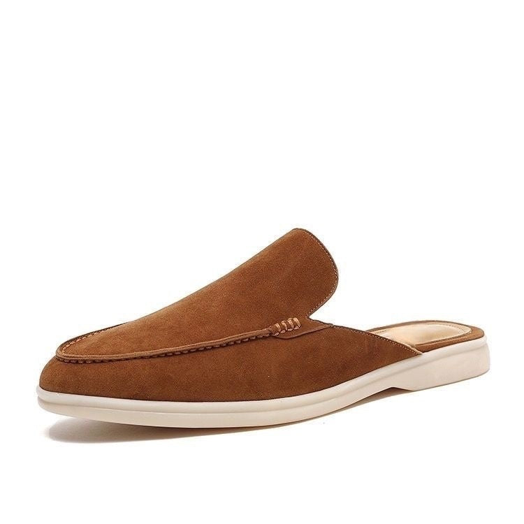 Mocassini estivi da uomo in stile scamosciato senza retro, slip-on