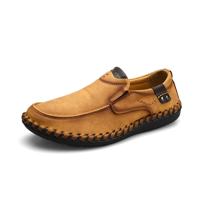 Mokkasinloafers med elastiske sideindsatser og kant med piskesting til mænd – slip-on-model med rund tå til afslappede hverdagsoutfits