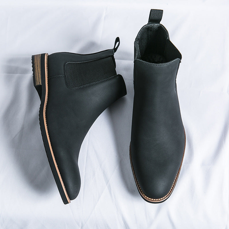 Bottines Chelsea pour homme avec empiècements latéraux élastiqués et tirettes – Modèle à petit talon pour les tenues chic décontractées et de bureau