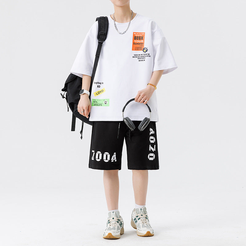 Men’s Printed Oversized T-Shirt and Relaxed Shorts Set