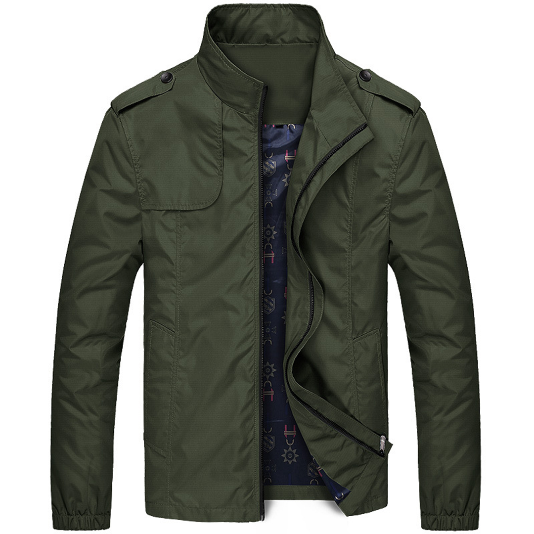 Men’s Lightweight Field Jacket – Stand-Collar Utility Layer for Transitional Wear