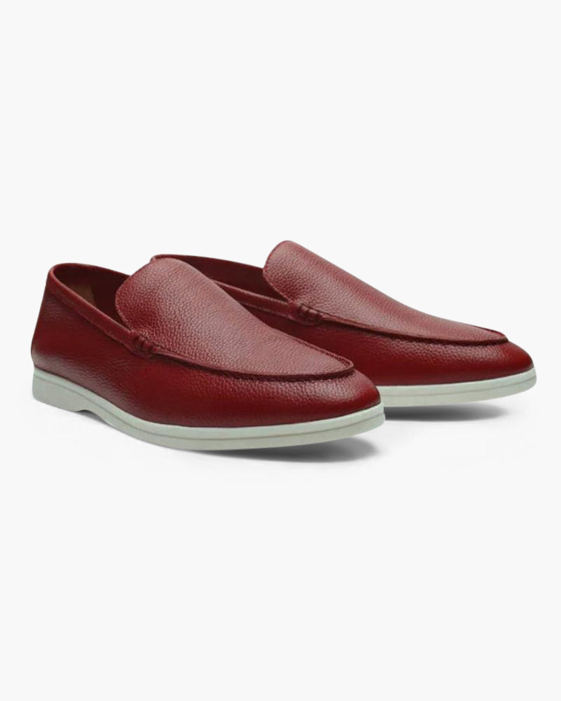 Herre loafers i tekstureret læder med fleksibel kontrastsål