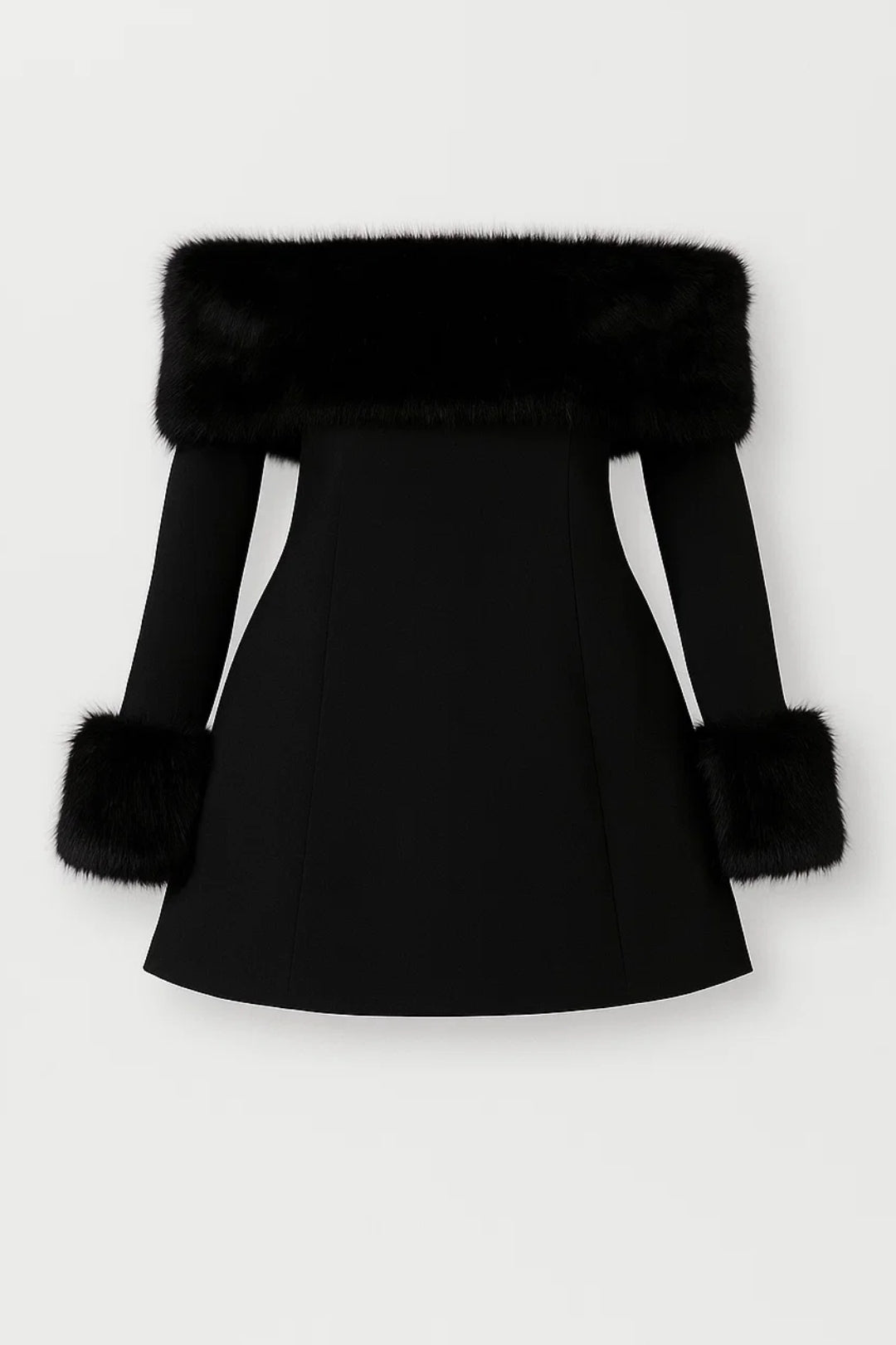 Women’s Dress Off-Shoulder Trimmed Long Sleeve Mini Silhouette