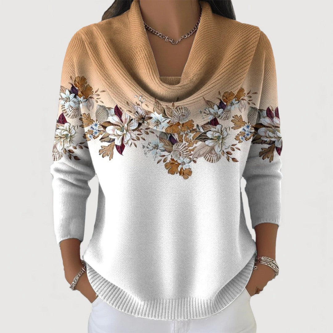 Alora Women’s Floral Knit Sweater – Soft Neckline, Elegant Fit, and Cozy Everyday Comfort