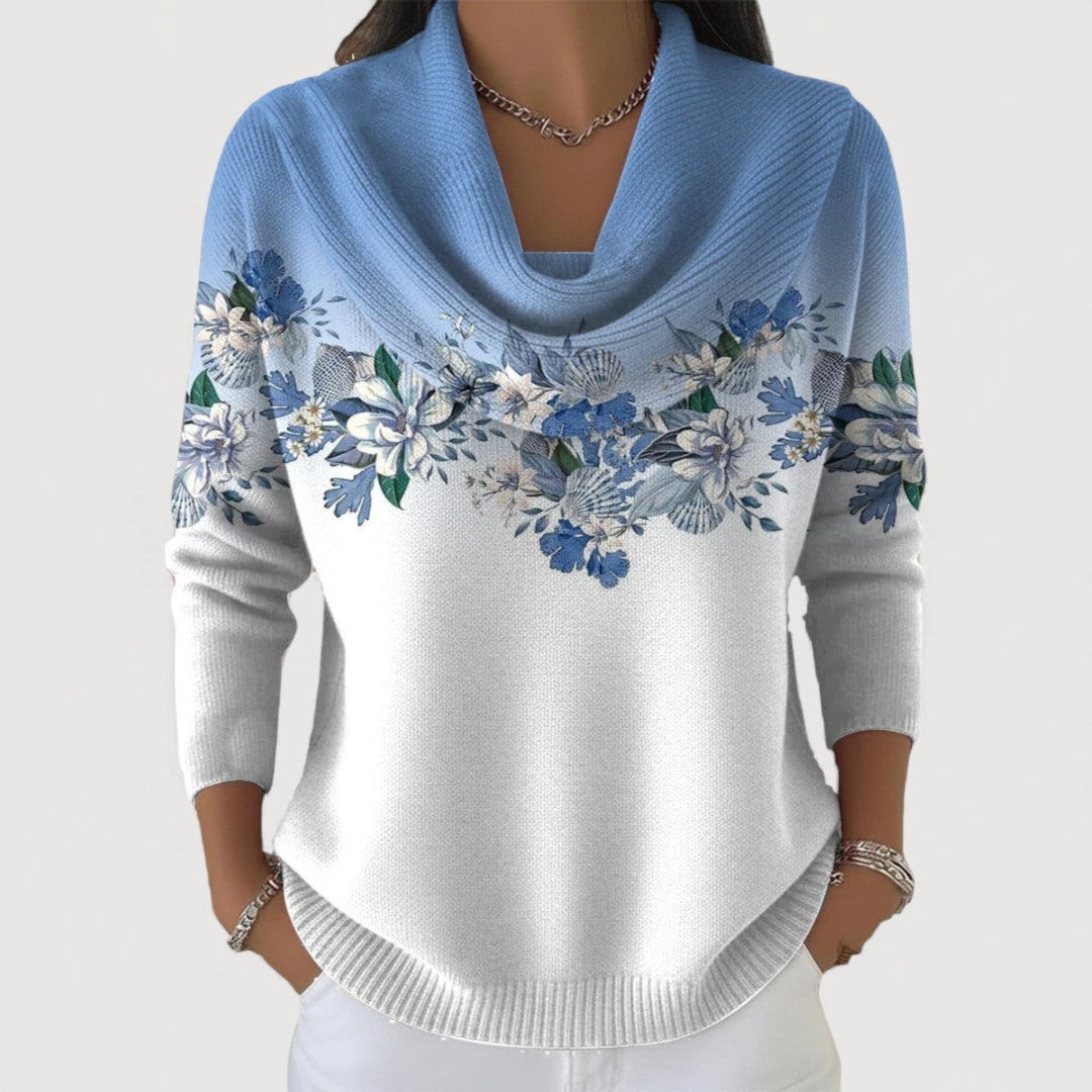 Alora Women’s Floral Knit Sweater – Soft Neckline, Elegant Fit, and Cozy Everyday Comfort