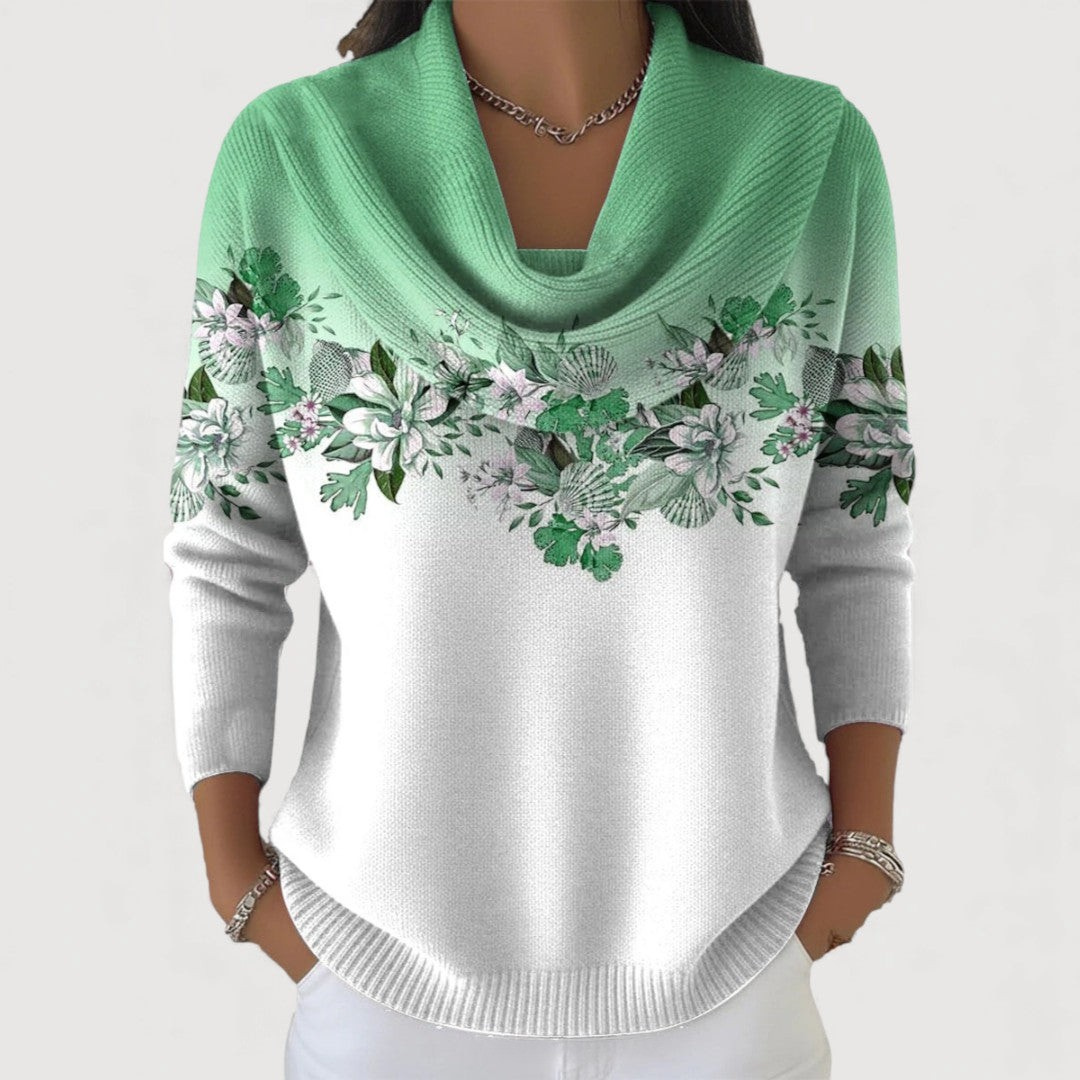 Alora Women’s Floral Knit Sweater – Soft Neckline, Elegant Fit, and Cozy Everyday Comfort