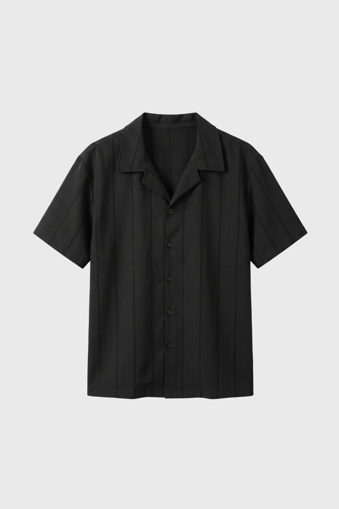 Camicia da uomo a maniche corte con pieghe e colletto alla coreana