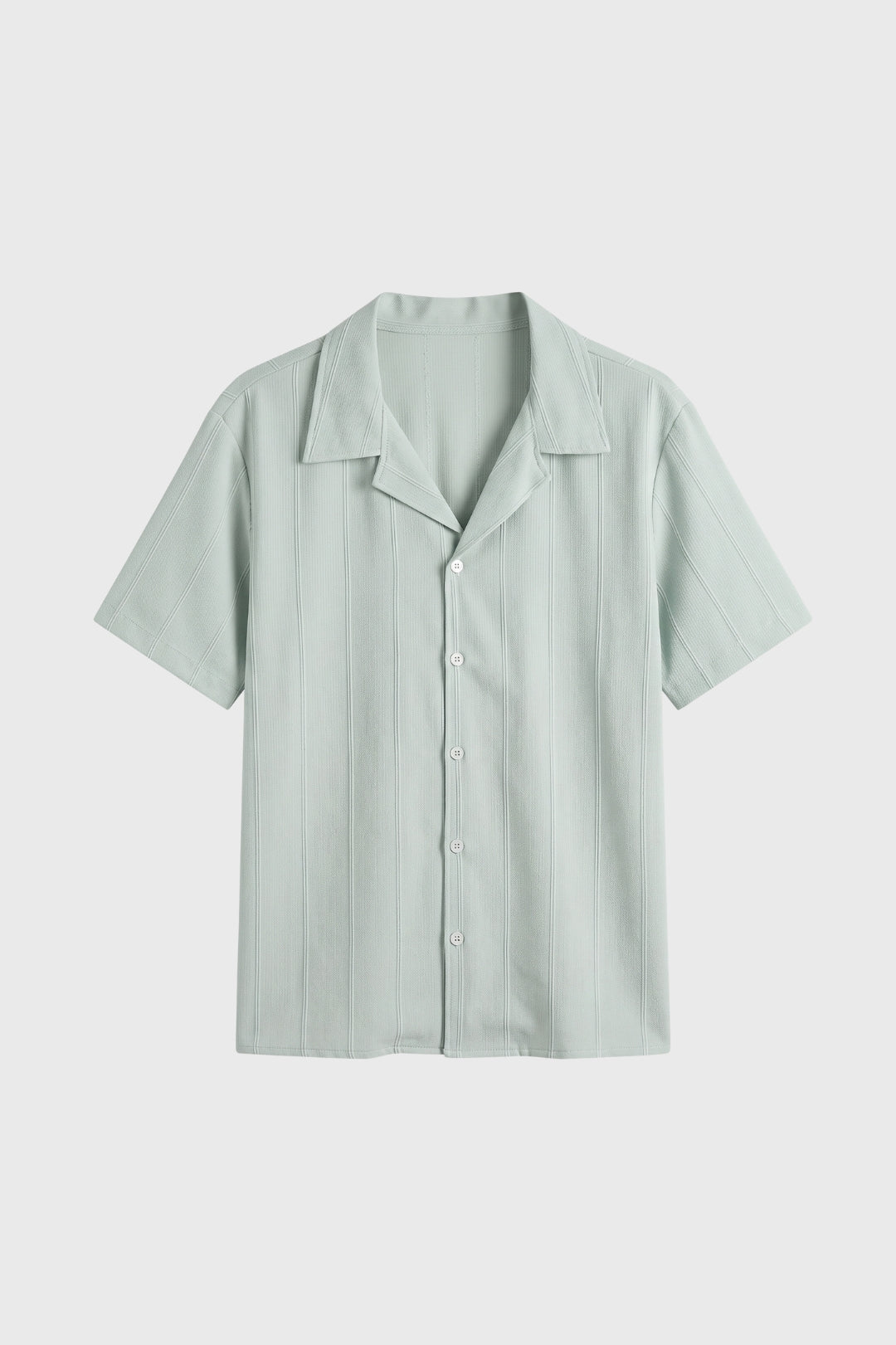 Camicia da uomo a maniche corte con pieghe e colletto alla coreana