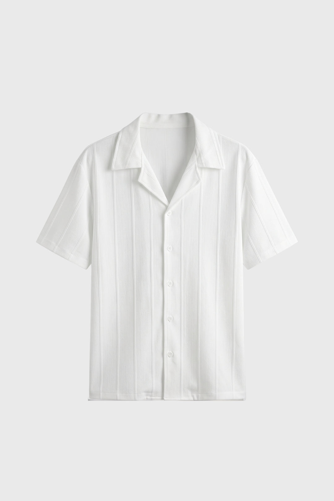 Camicia da uomo a maniche corte con pieghe e colletto alla coreana