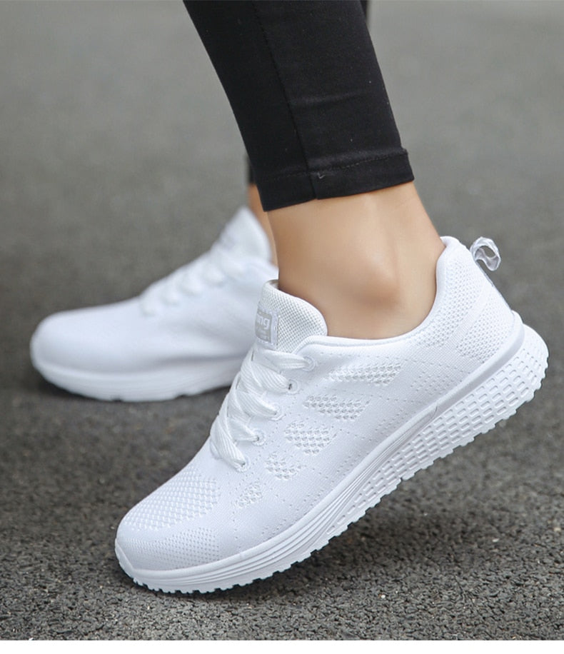 Zapatillas transpirables de malla con cordones para mujer – Calzado ligero e informal para caminar, con suelas texturizadas, ideal para el día a día
