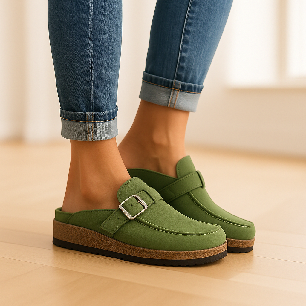 Damesandaler med støtte og spænde Komfortabel flad sål Sommerfodtøj Letvægts hverdags-casual sko