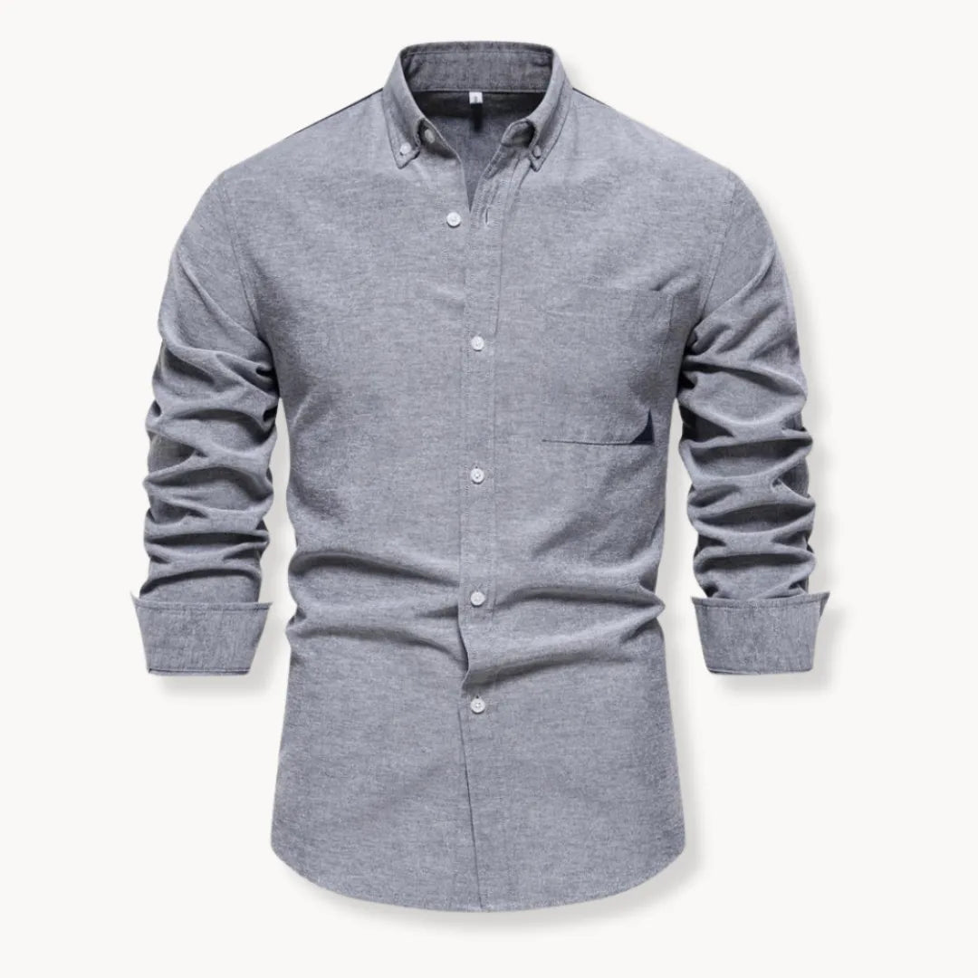 Camicia da uomo a maniche lunghe con bottoni - Abbigliamento da lavoro casual elegante con tasca sul petto per l'uso quotidiano