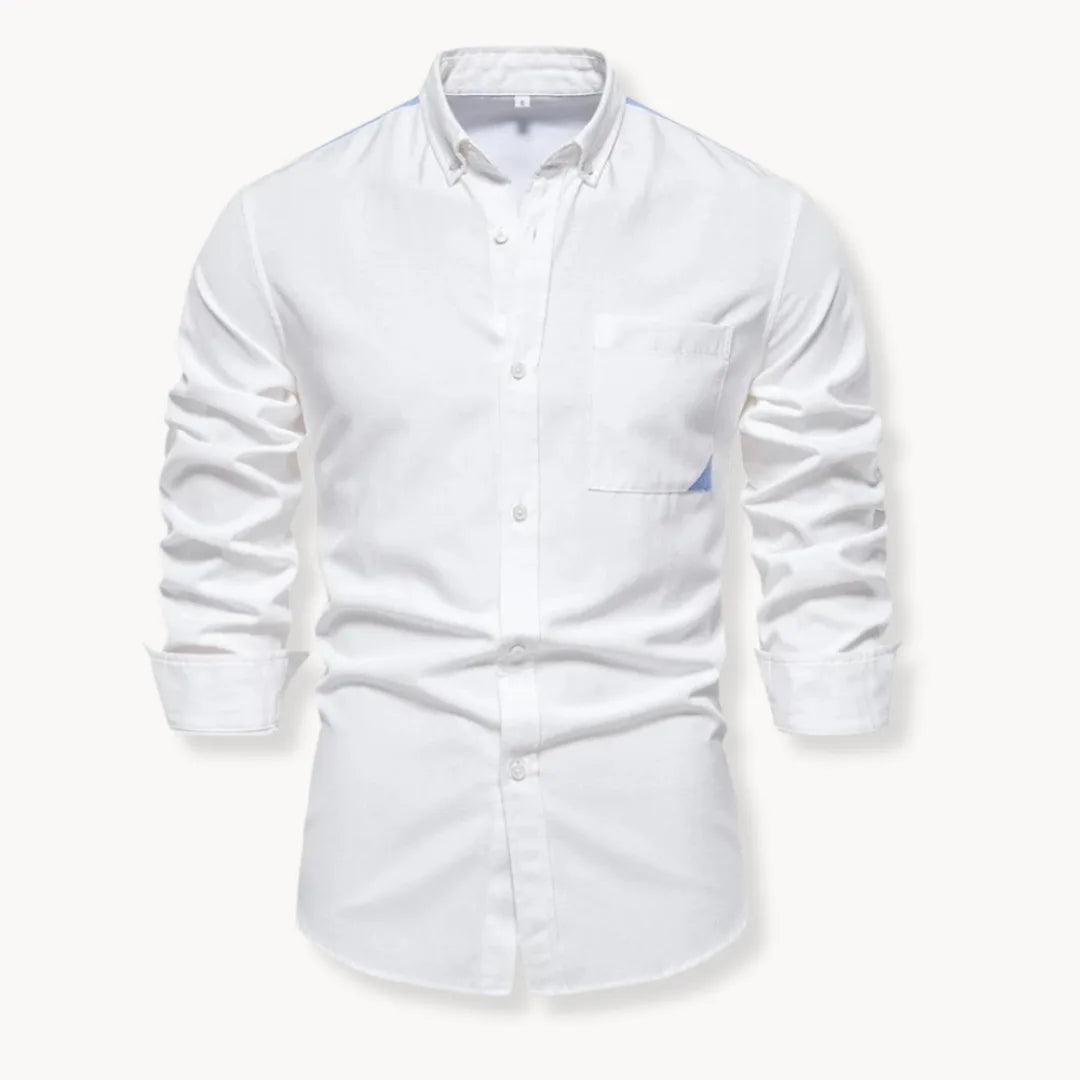 Camicia da uomo a maniche lunghe con bottoni - Abbigliamento da lavoro casual elegante con tasca sul petto per l'uso quotidiano