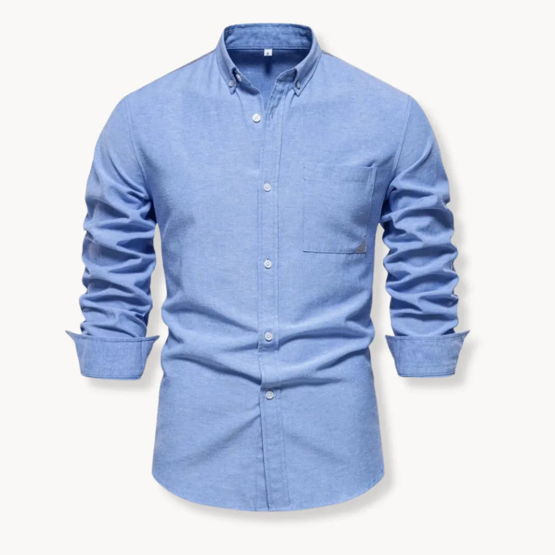 Camicia da uomo a maniche lunghe con bottoni - Abbigliamento da lavoro casual elegante con tasca sul petto per l'uso quotidiano