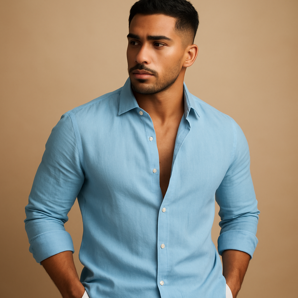 Men’s Lightweight Long-Sleeve Summer Shirt – Breathable Relaxed-Fit Button-Front Style for Office Holidays Weekend Smart Casual and Everyday Warm-Weather Wear